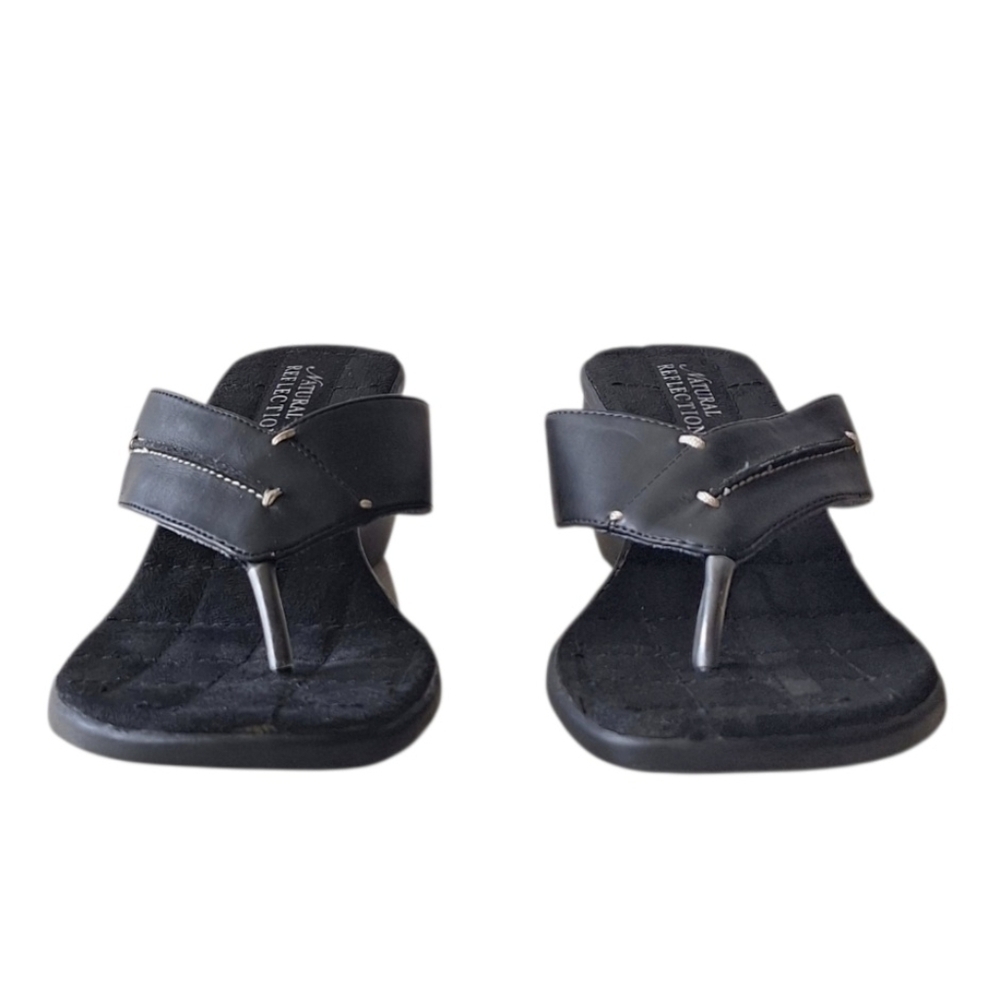 Natural Reflections Black Wedge Sandals Vegan 9 Boho Festival - Picture 5 of 8